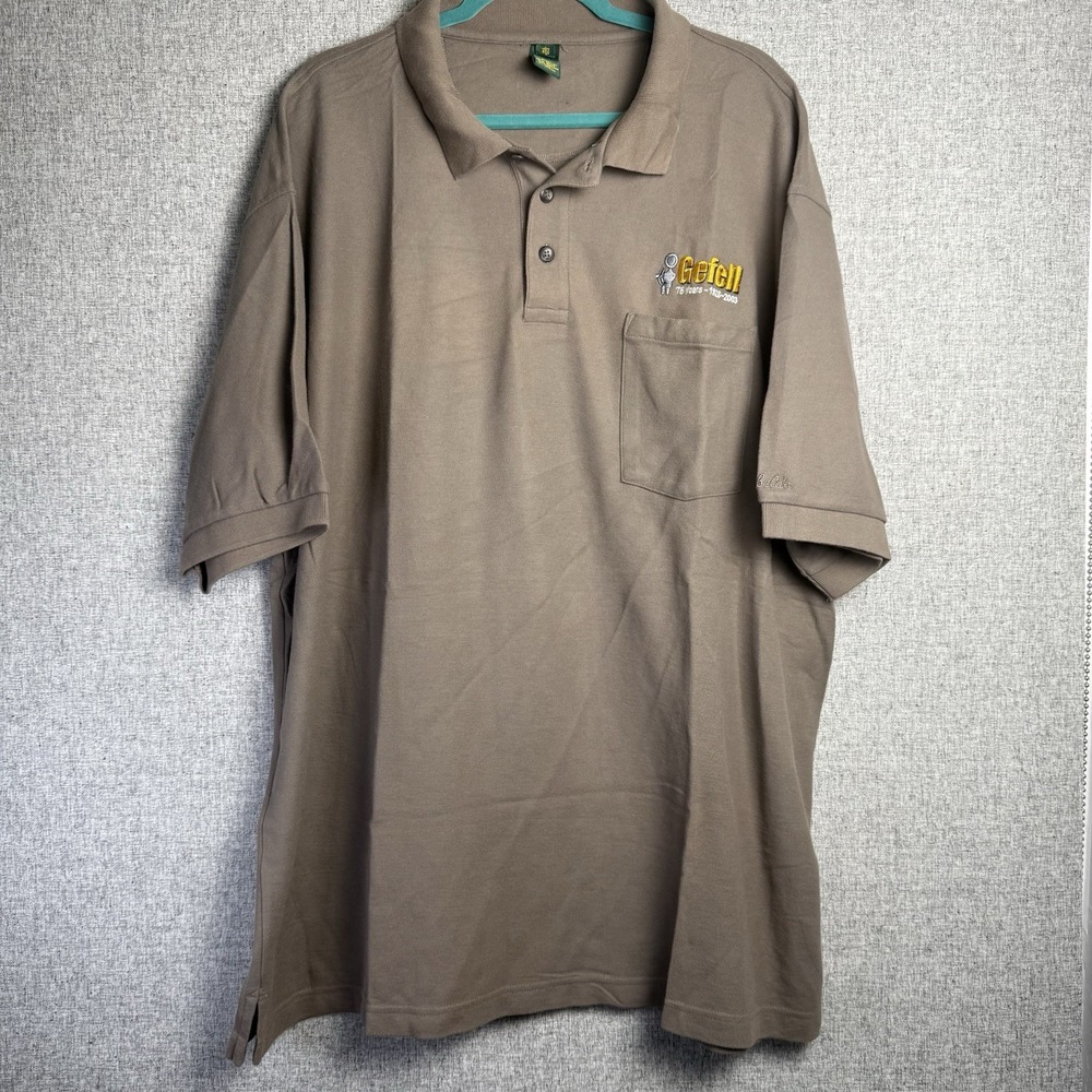 Cabelas Polo Shirt‎ Men's Brown Short Sleeve Outdoors 100% Cotton Logo 2XL/XXL